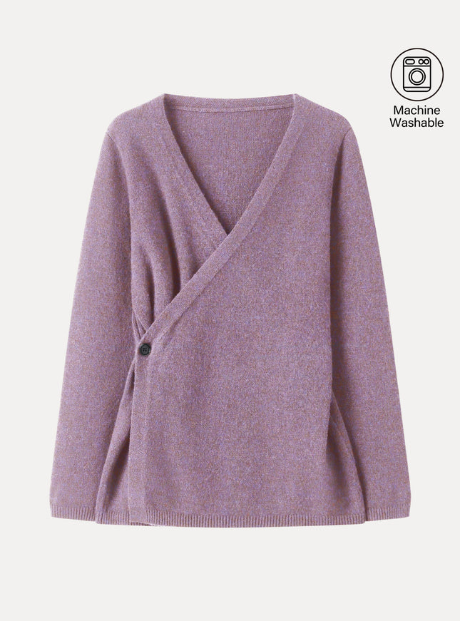 Merino-Blend V-Neck Long Sleeve Wrap Sweater