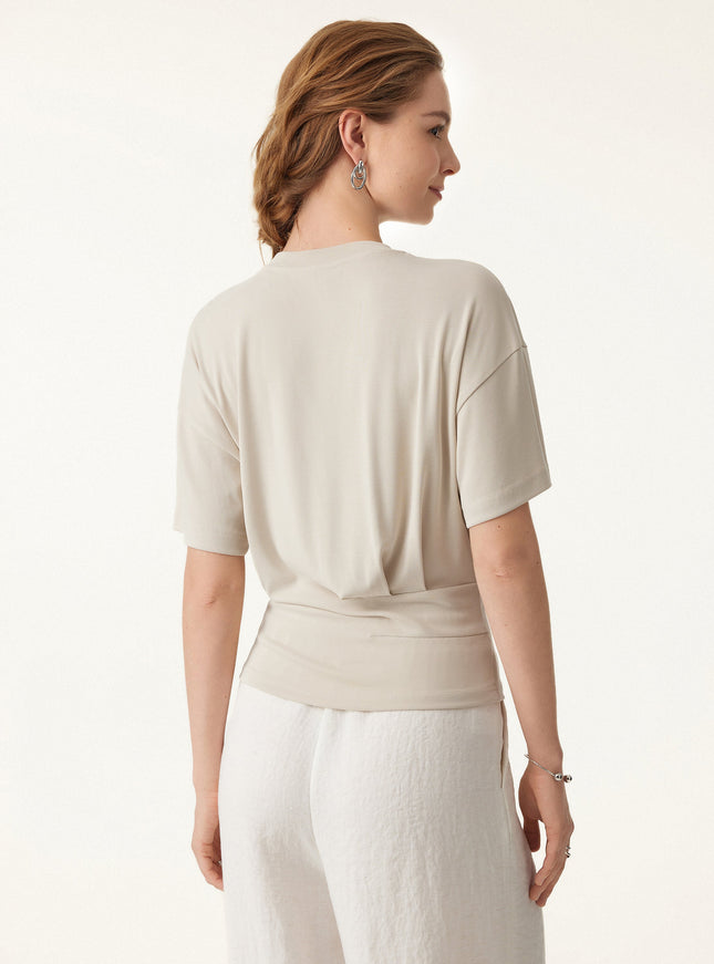 Crewneck Short Sleeve Tucked Tee