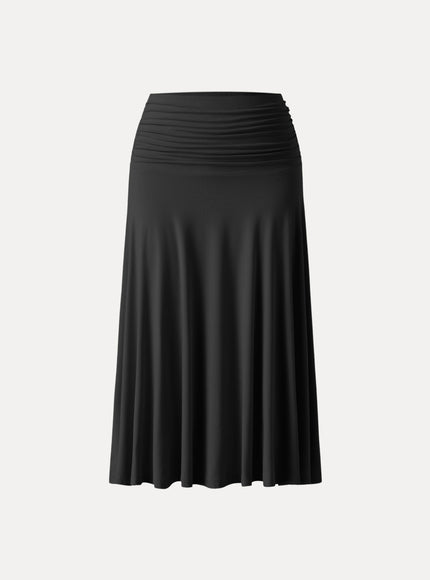 Flowy Side Ruched A-line Midi Skirt