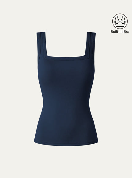 Slinky Square Open-Back Bra Tank Top