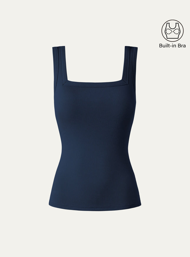 Slinky Square Open-Back Bra Tank Top