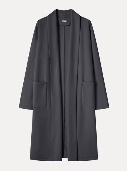 Modal Spacer Knit Shawl Collar Pocketed Long Cardigan