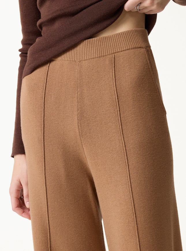 Merino Blend High-Rise Pintuck Wide-Leg Pants with Pockets