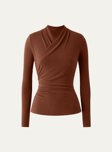Surplice Long Sleeve Ruched Top