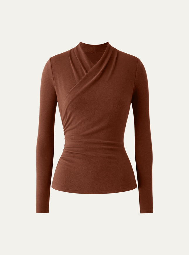 Surplice Long Sleeve Ruched Top