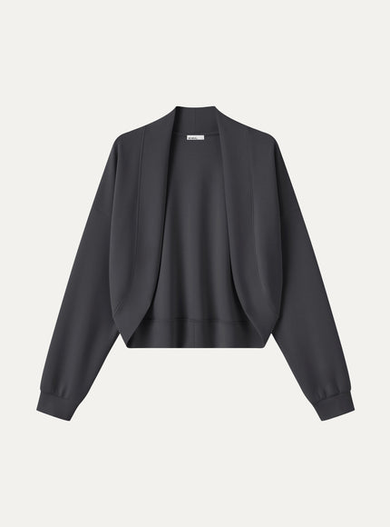 Lyocell Spacer Knit Long Sleeve Drop-Shoulder Shrug Cardigan
