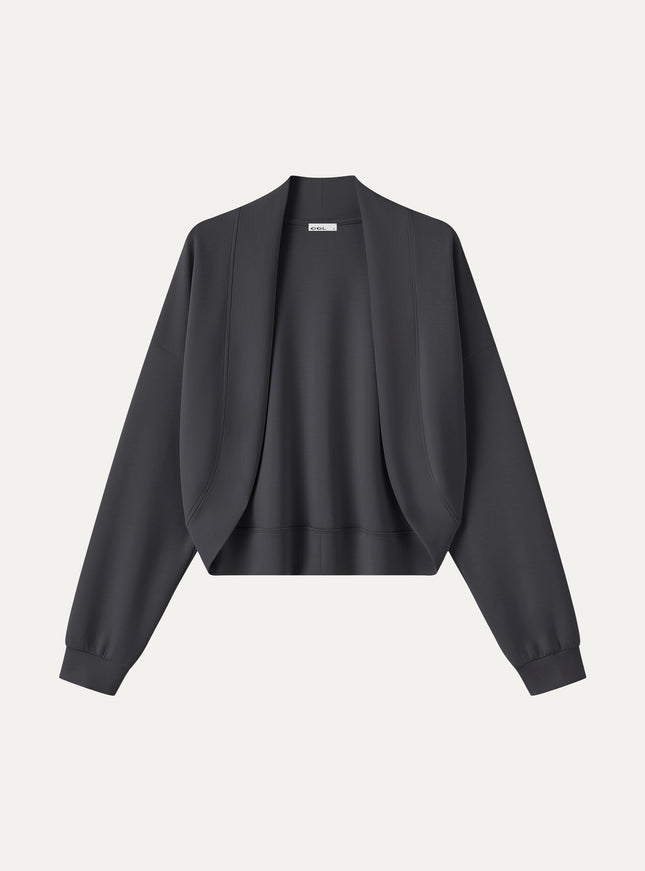 Lyocell Spacer Knit Long Sleeve Drop-Shoulder Shrug Cardigan
