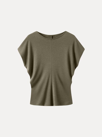 Linen-Blend Round Neck Relaxed Summer Top