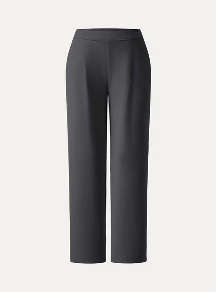 Sandwashed Spacer Mid Rise Straight Leg Pull-on Trousers with Pockets