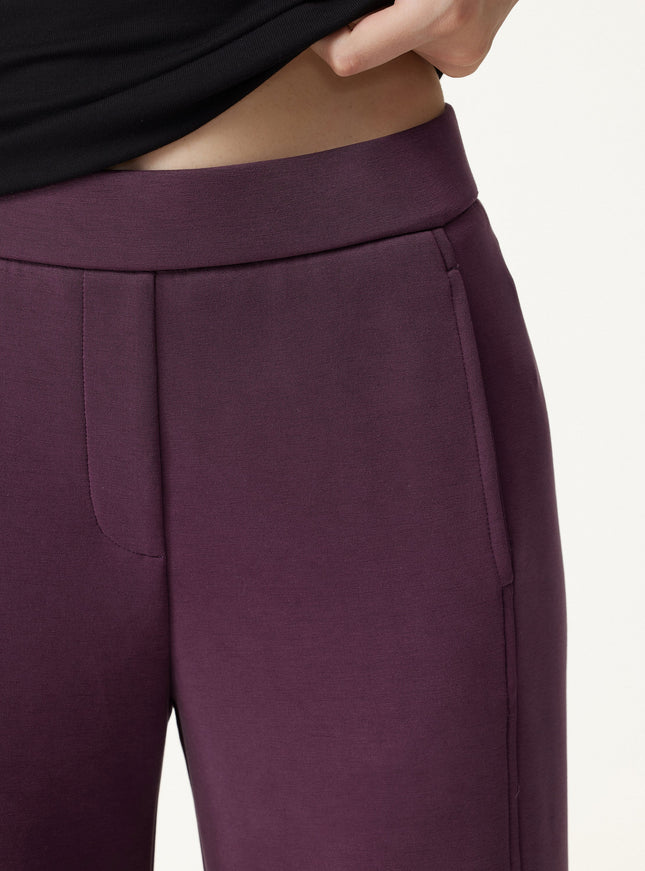 MaxWarm Stretch Ponte High-Rise Belted Wide-Leg Pants with Pockets
