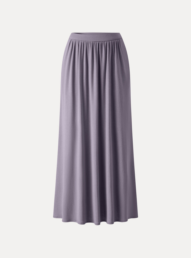 Soft Linen Knit Gathered A-Line Maxi Skirt with Pockets