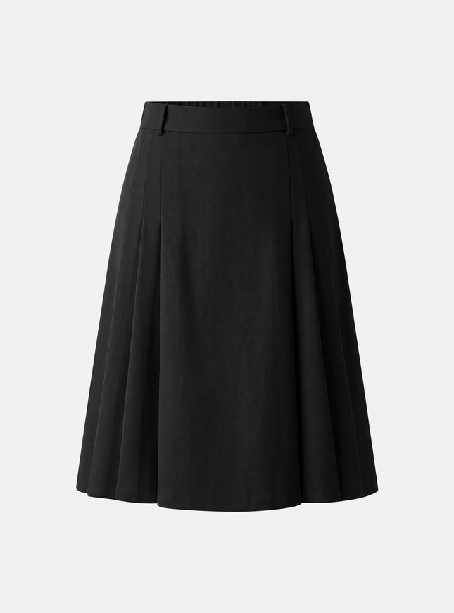 Ponte High-Rise Tucked Knee-Length Skirt