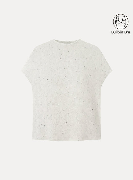Mock Neck Short Sleeve Built-In Bra Top