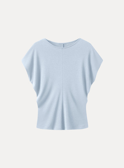 Linen-Blend Round Neck Relaxed Summer Top