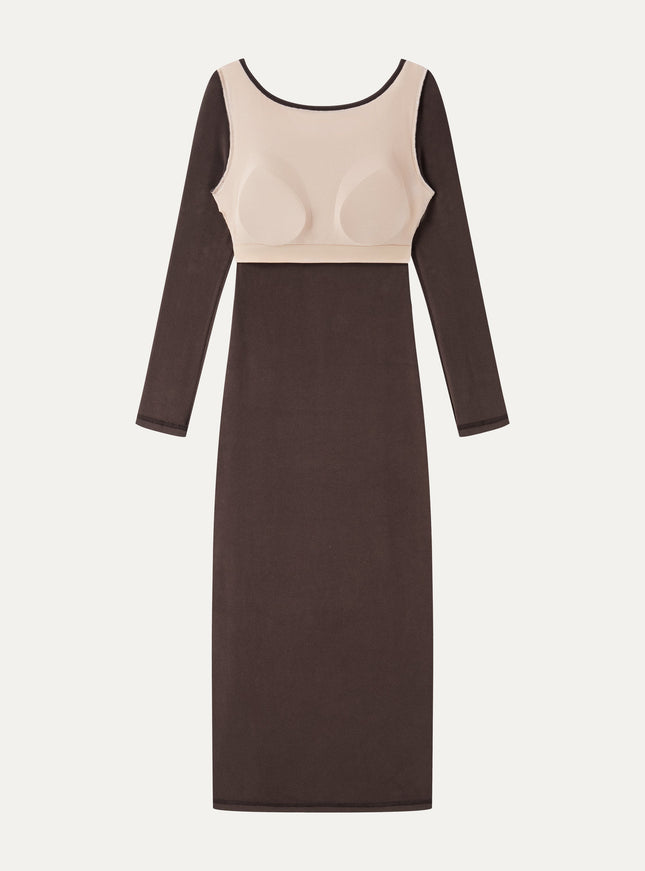 Boatneck Open-Back Midi Built-In Bra Dress