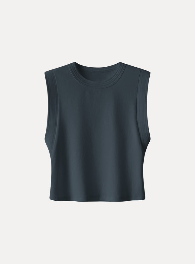 Soft Cotton Lyocell Cropped Wide Shoulder Tank