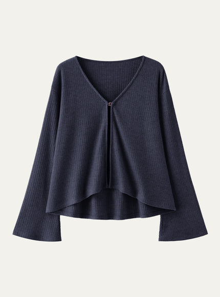 V Neck Flare Long Sleeve Cardigan