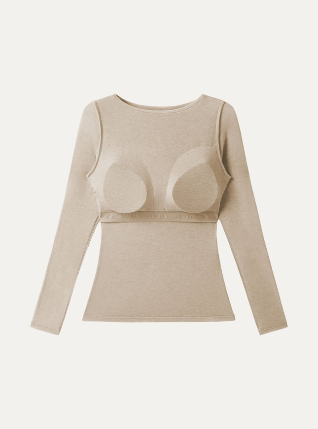 Boatneck Ruched Overlap Built-In Bra Top