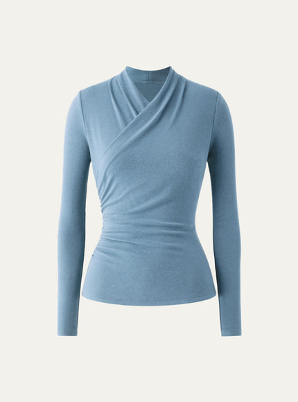 Surplice Long Sleeve Ruched Top