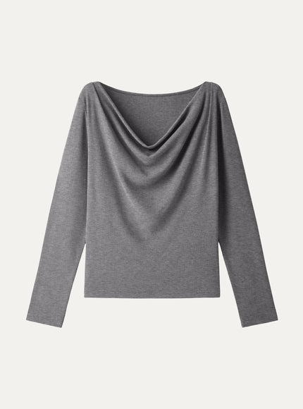 Cowl Neck Long Sleeve Draped Top