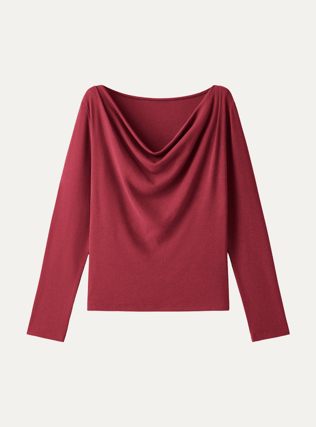 Cowl Neck Long Sleeve Draped Top