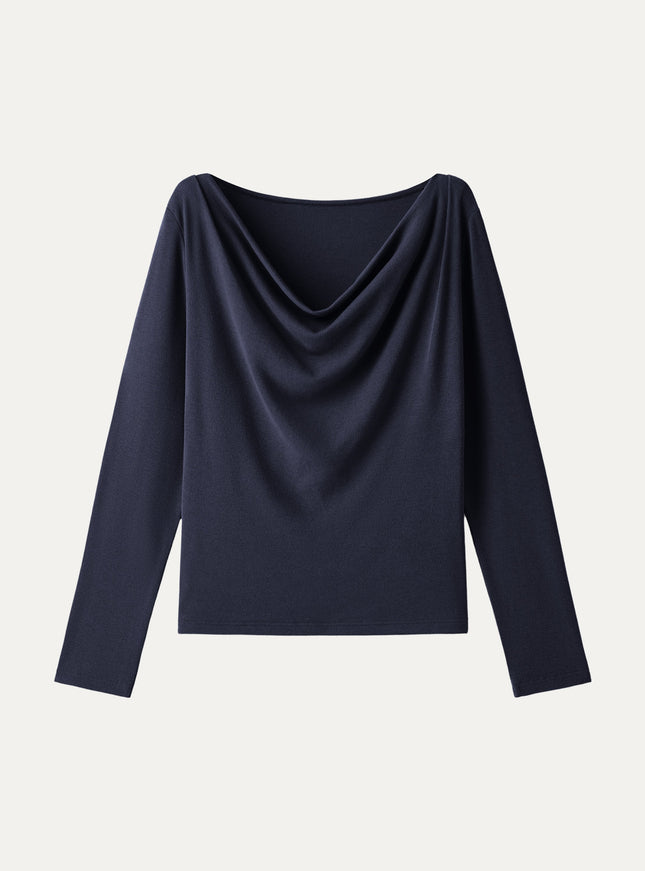 Cowl Neck Long Sleeve Draped Top