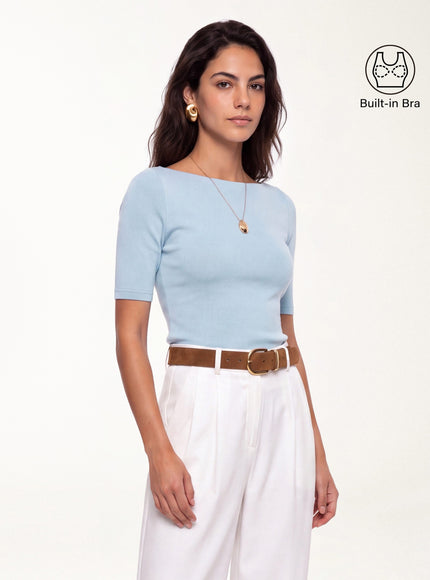 Elbow Sleeve Built-In Bra Top
