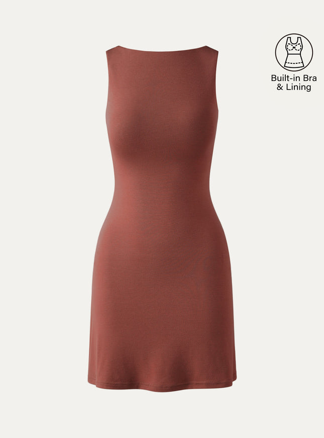 Cooling Open Back Bandless Bra Mini Dress