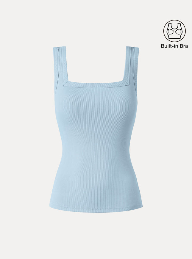 Slinky Square Open-Back Bra Tank Top