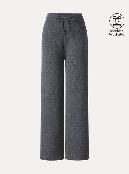 Merino-Blend Drawstring Wide-Leg Knit Pants
