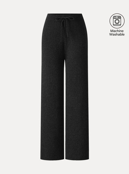 Merino-Blend Drawstring Wide-Leg Knit Pants