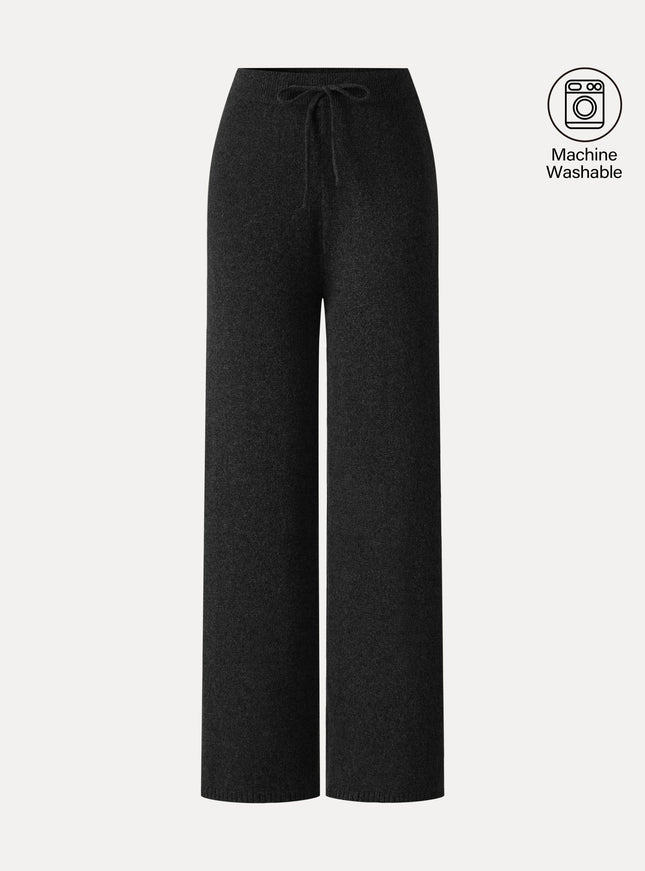 Merino-Blend Drawstring Wide-Leg Knit Pants