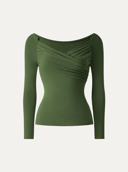 Surplice Ruched Long Sleeve Top