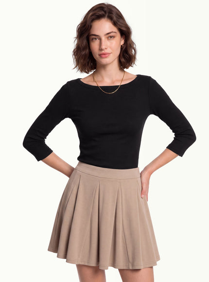 ® Boatneck 3/4 Sleeve Built-In Bra Top