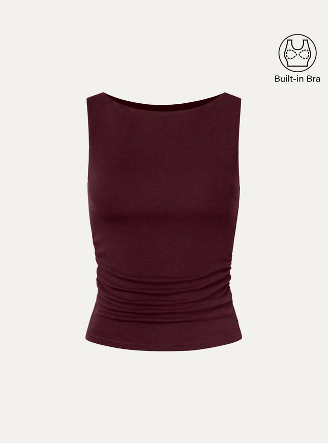 Boat Neck Built-In Bra Tank Top