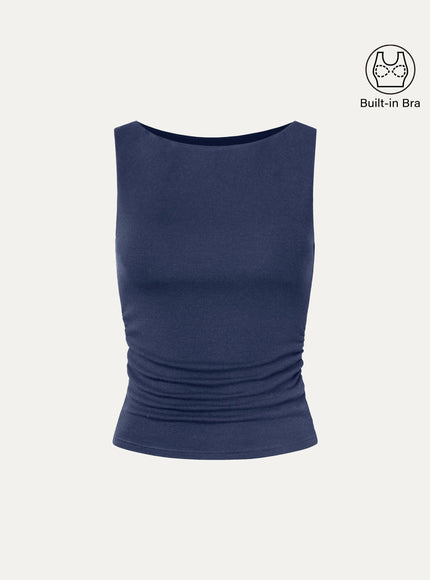 Boat Neck Built-In Bra Tank Top