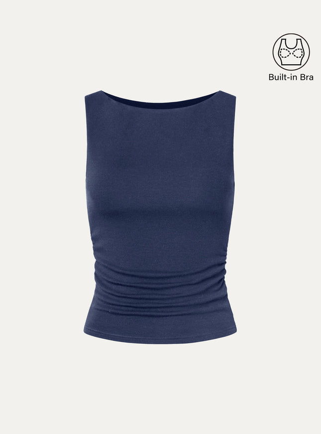 Boat Neck Built-In Bra Tank Top