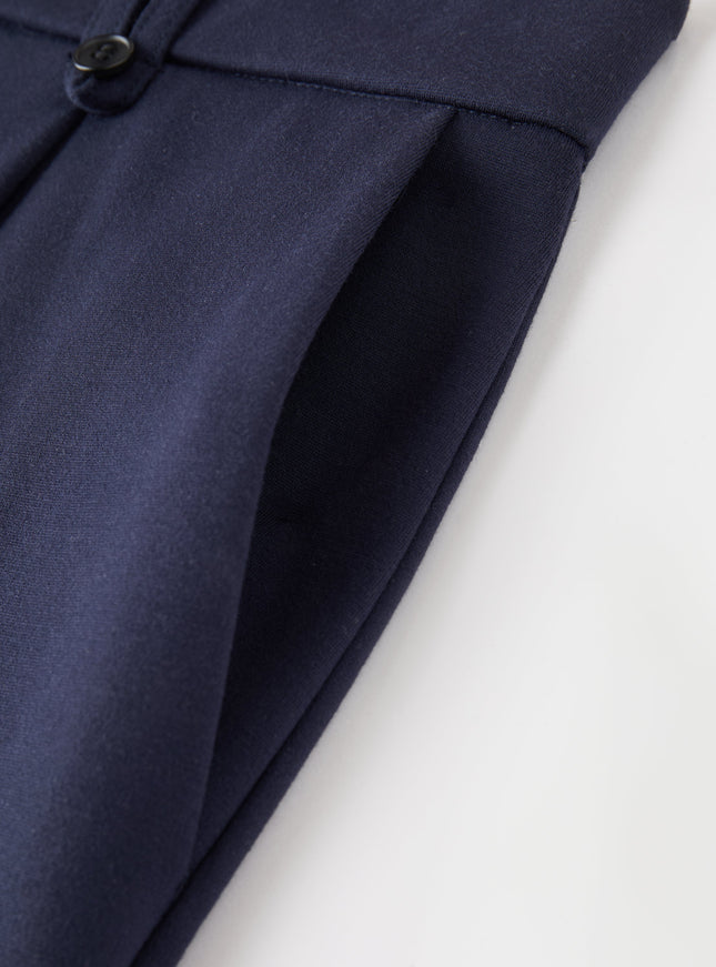 Ponte Low-Rise Straight Leg Ankled Pants with Pockets