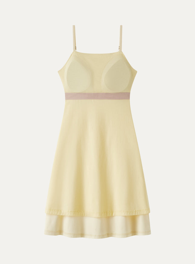 Matte Smooth Square Neck Ruched Spaghetti Mini Built-In Bra Dress