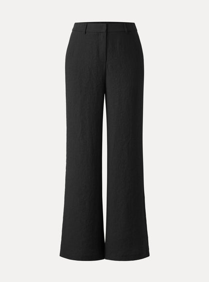 European Linen-Like Mid Rise Flared Pant with Pockets