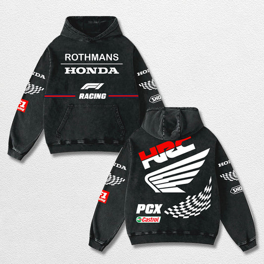 Retro Rothmans Honda HRC Racing Washed Hoodie Formula 1 World Champion Enthusiast Apparel Streetwear Raci – image 1