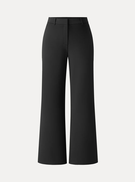 Ponte Mid-Rise Wide-Leg Pants with Pockets - Heather Black Grey