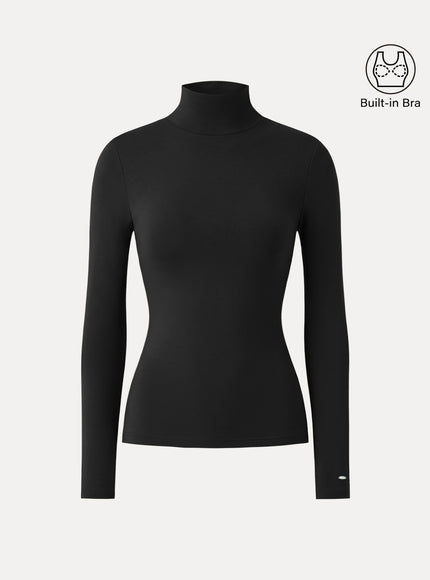 MaxWarm Turtleneck Long Sleeve Built-In Bra Top