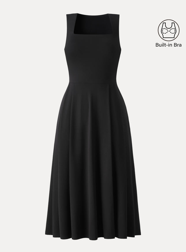 The Anytime Little Black Built-In Bra Dress with Pockets