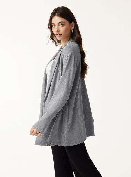 Lapel Long Sleeve Belted Cardigan
