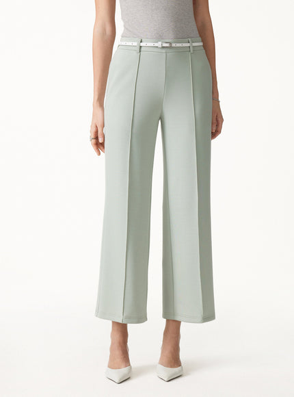 Lyocell Spacer Knit Cropped Straight-Leg Pants with Pockets