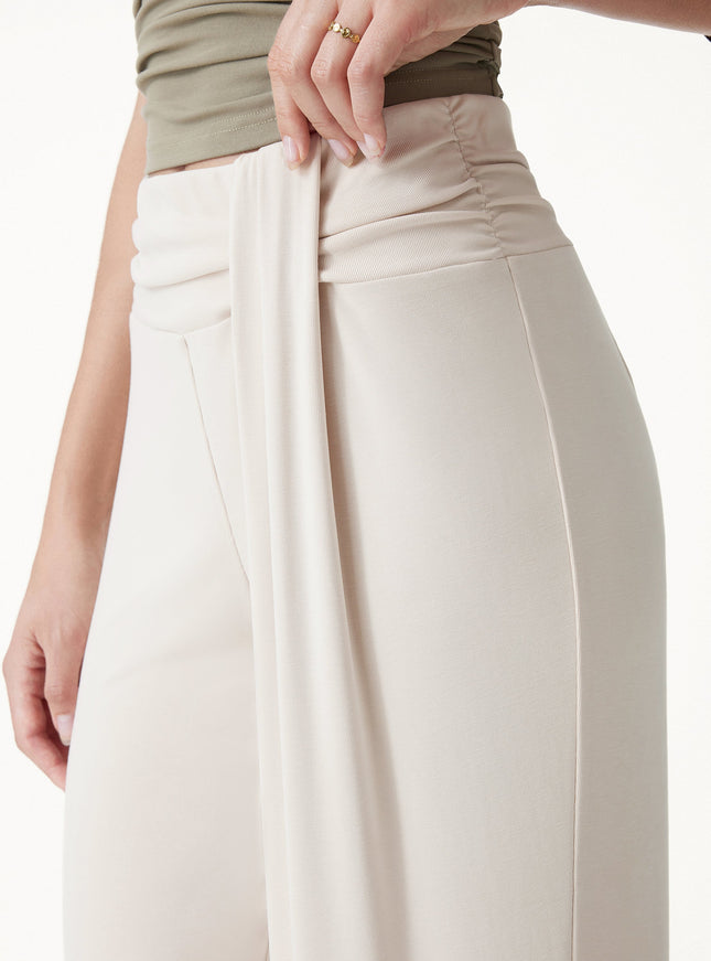 2Pcs Set Boatneck Batwing Sleeve Top & Mid-Rise Wide-Leg Lounge Pants