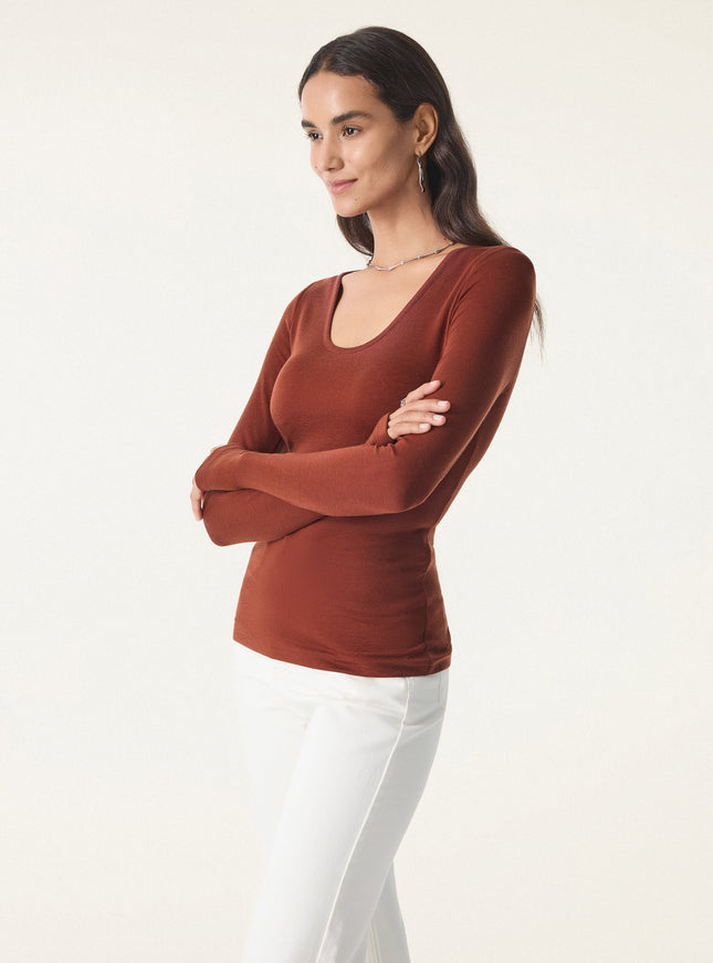 Lyocell Cashmere Scoop Neck Thumbhole Bra Top
