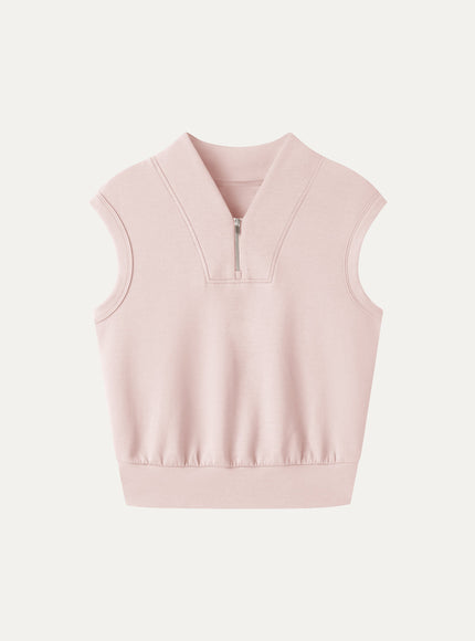 Air Cotton Quarter-Zip Banded Hem Travel Top