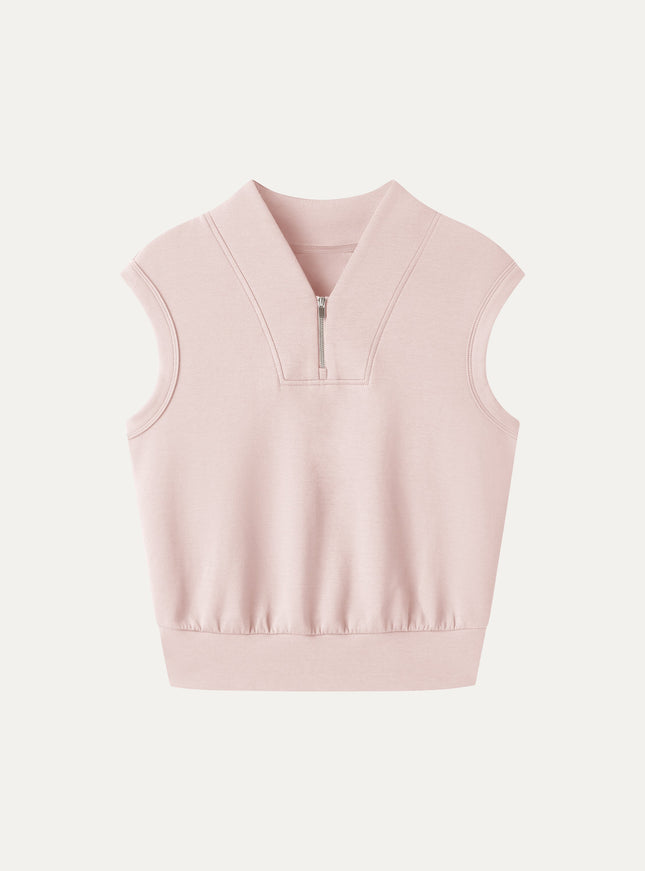 Air Cotton Quarter-Zip Banded Hem Travel Top